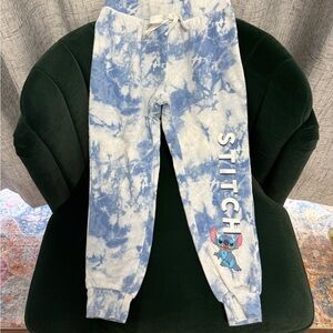 Disney Stitch Blue and White Tie-Dye Kids Joggers